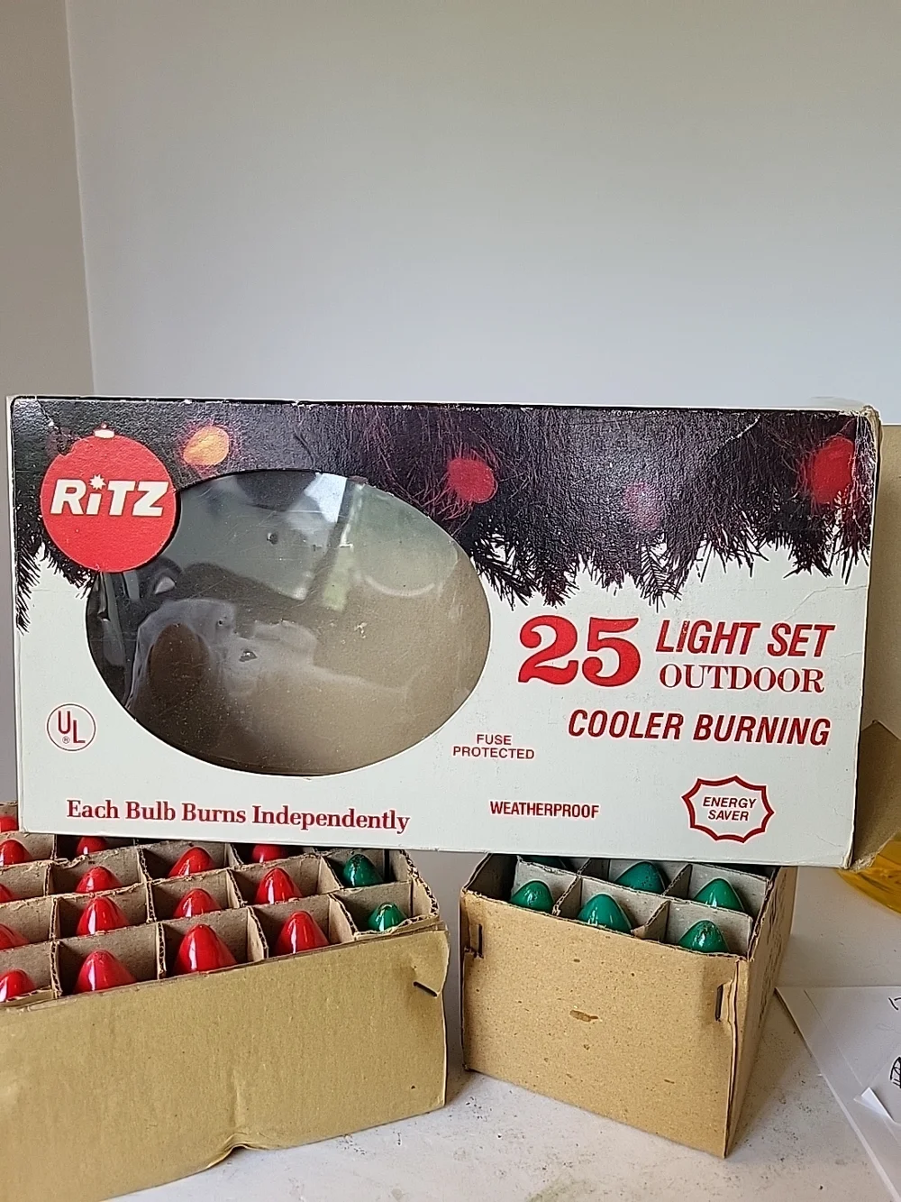 Vintage Ritz 25-Light Outdoor Christmas Bulb Set  Red & Green Bulbs Only No Cord